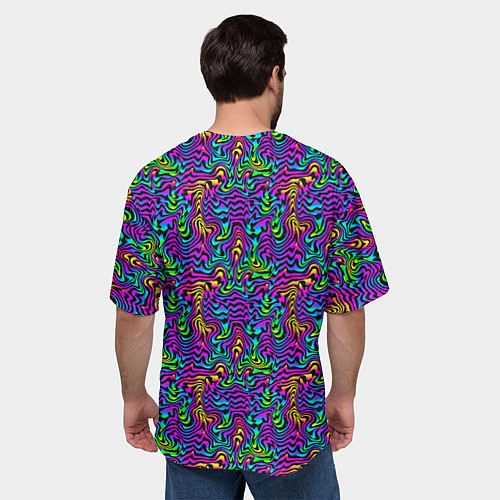 Мужская футболка оверсайз Multicolored stripes / 3D-принт – фото 4