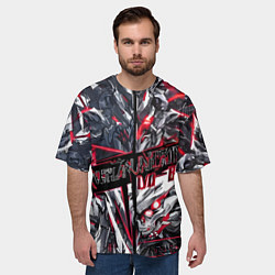 Футболка оверсайз мужская Киберпанк броня красная, цвет: 3D-принт — фото 2