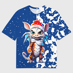 Мужская футболка оверсайз Новогодний дракошка