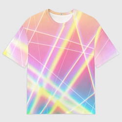 Футболка оверсайз мужская Хаотичные неоновые линии, цвет: 3D-принт