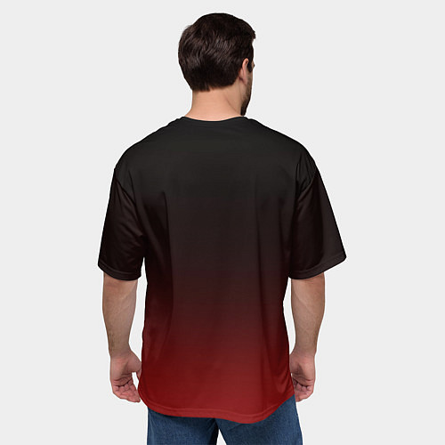 Мужская футболка оверсайз Градиент от тёмного до тёмно красного / 3D-принт – фото 4