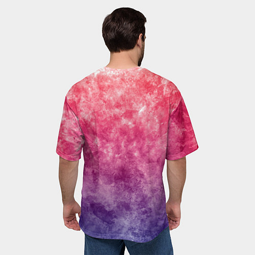 Мужская футболка оверсайз Абстракция - сине-красные облака / 3D-принт – фото 4
