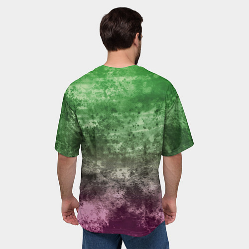 Мужская футболка оверсайз Абстракция - Фиолетово-зеленый бардак / 3D-принт – фото 4