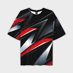 Футболка оверсайз мужская Red black abstract, цвет: 3D-принт