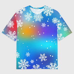Футболка оверсайз мужская Снегопад на Новый год, цвет: 3D-принт