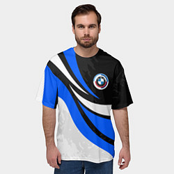 Футболка оверсайз мужская BMW - синяя абстракция, цвет: 3D-принт — фото 2