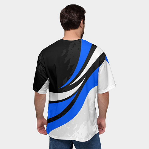 Мужская футболка оверсайз BMW - синяя абстракция / 3D-принт – фото 4