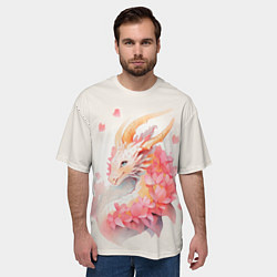 Футболка оверсайз мужская Милый розовый дракон, цвет: 3D-принт — фото 2