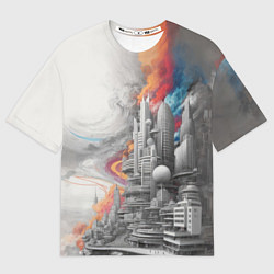 Футболка оверсайз мужская Футуристичный городской пейзаж, цвет: 3D-принт