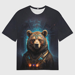 Мужская футболка оверсайз Кибернетический мишка жрец