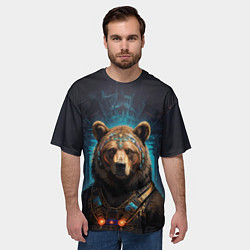 Футболка оверсайз мужская Кибернетический мишка жрец, цвет: 3D-принт — фото 2