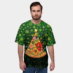 Футболка оверсайз мужская Пицца-ёлка, цвет: 3D-принт — фото 2