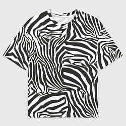 Мужская футболка оверсайз Шкура зебры черно - белая графика