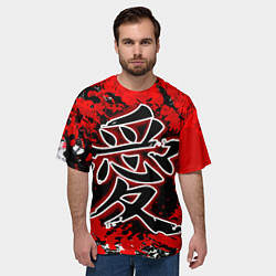 Футболка оверсайз мужская Иероглиф любовь, цвет: 3D-принт — фото 2