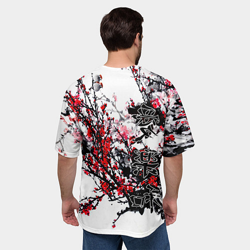 Мужская футболка оверсайз Японский стиль иероглифы / 3D-принт – фото 4