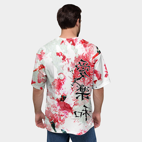 Мужская футболка оверсайз Японский стиль иероглифы / 3D-принт – фото 4