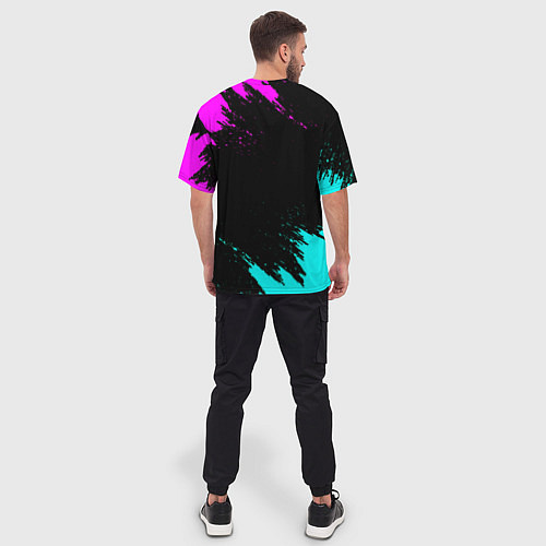Мужская футболка оверсайз Fortnite краски неоновые стиль / 3D-принт – фото 4