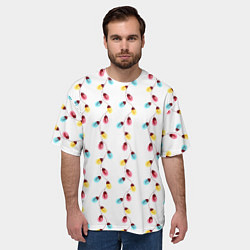 Футболка оверсайз мужская Новогодняя разноцветная гирлянда, цвет: 3D-принт — фото 2