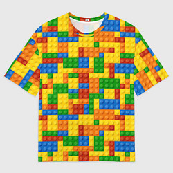 Мужская футболка оверсайз Лего - разноцветная стена