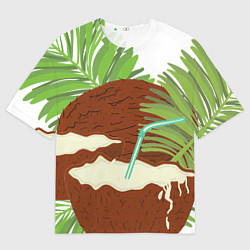 Мужская футболка оверсайз Кокосы и листья