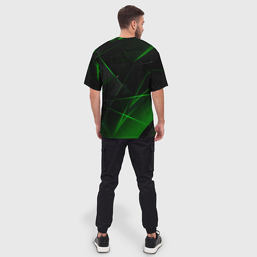 Мужская футболка оверсайз Зелёные узоры текстура / 3D-принт – фото 4