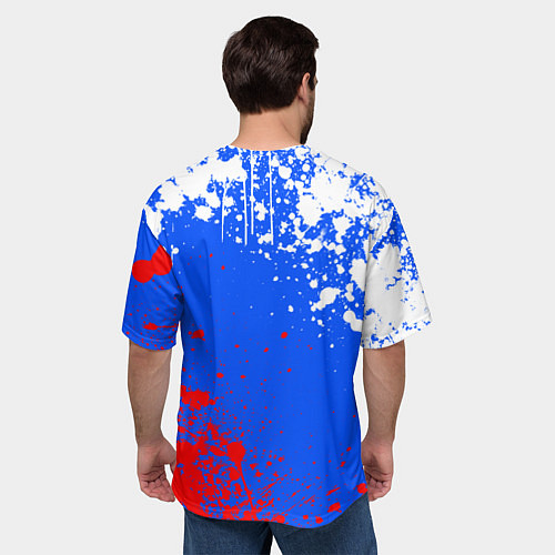 Мужская футболка оверсайз Флаг России - брызги / 3D-принт – фото 4