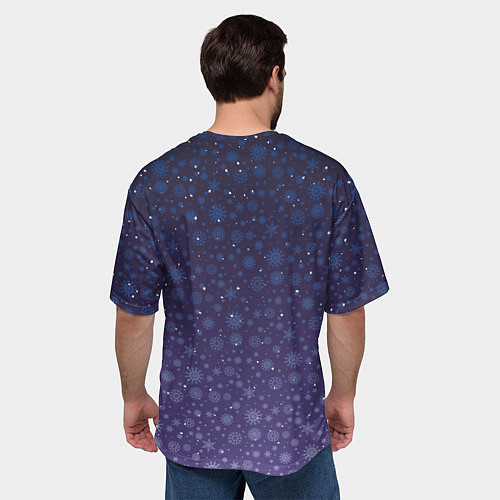 Мужская футболка оверсайз Дракончик и снежинки / 3D-принт – фото 4