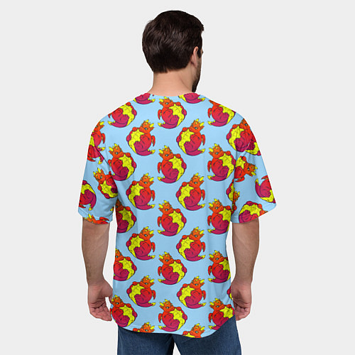 Мужская футболка оверсайз Дракон круглый сидит, красный / 3D-принт – фото 4