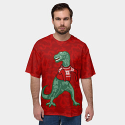 Футболка оверсайз мужская Динозавр в свитере - новогодние драконы, цвет: 3D-принт — фото 2