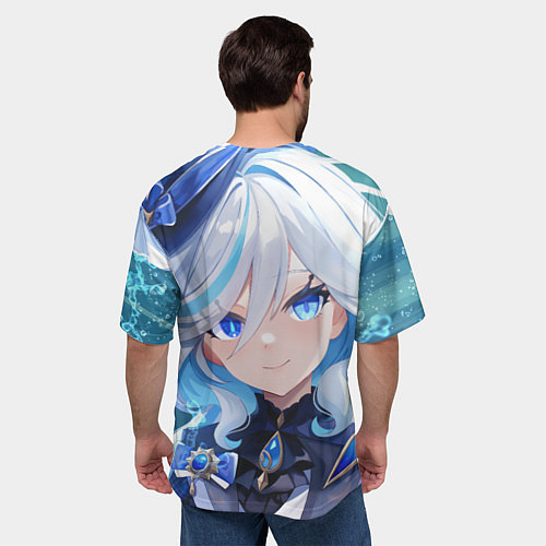 Мужская футболка оверсайз Genshin Impact Furina Smile / 3D-принт – фото 4