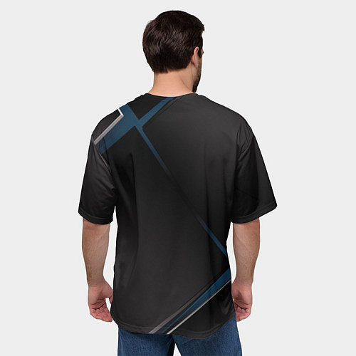 Мужская футболка оверсайз Фурина в ромбе / 3D-принт – фото 4