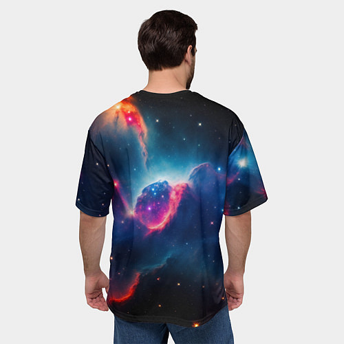 Мужская футболка оверсайз Арт яркий космос / 3D-принт – фото 4