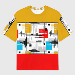 Футболка оверсайз мужская Узор красного горчичного цвета, цвет: 3D-принт