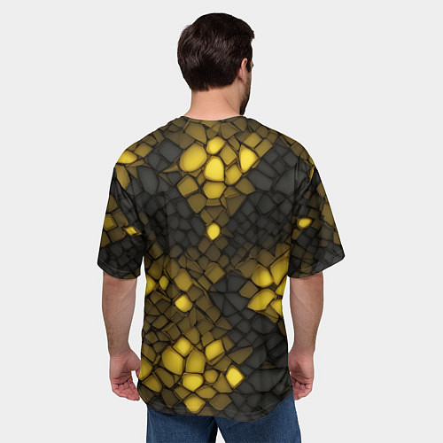 Мужская футболка оверсайз Жёлтый трескающийся камень / 3D-принт – фото 4