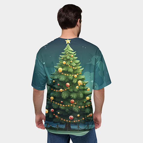 Мужская футболка оверсайз Миниатюрный новогодний дракоша 2024 / 3D-принт – фото 4