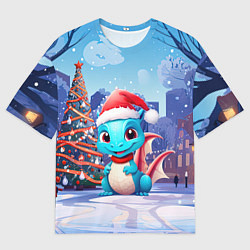 Футболка оверсайз мужская Маленький дракон зимнего чуда, цвет: 3D-принт
