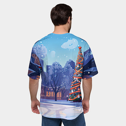 Мужская футболка оверсайз Маленький дракон зимнего чуда / 3D-принт – фото 4