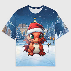 Футболка оверсайз мужская Маленький дракон зимнего чуда, цвет: 3D-принт