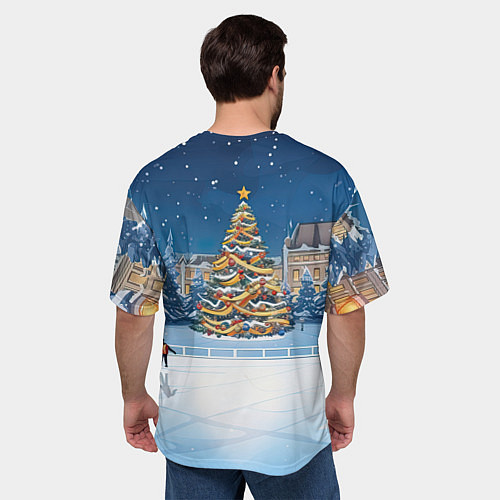 Мужская футболка оверсайз Маленький дракон зимнего чуда / 3D-принт – фото 4