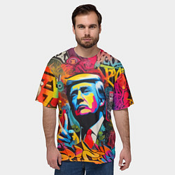 Футболка оверсайз мужская Дональд Трамп - граффити - нейросеть, цвет: 3D-принт — фото 2