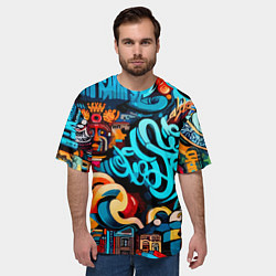 Футболка оверсайз мужская Abstract graffiti - ai art, цвет: 3D-принт — фото 2
