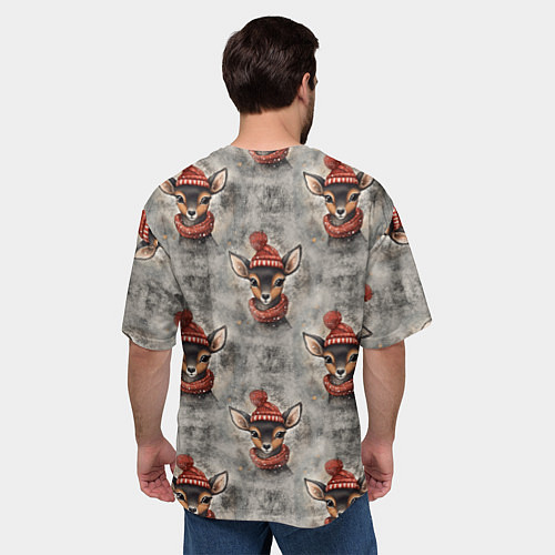 Мужская футболка оверсайз Олень в снегах / 3D-принт – фото 4