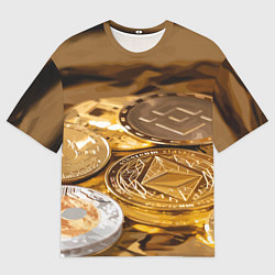 Футболка оверсайз мужская Виртуальные монеты, цвет: 3D-принт