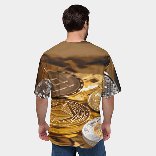 Мужская футболка оверсайз Виртуальные монеты / 3D-принт – фото 4