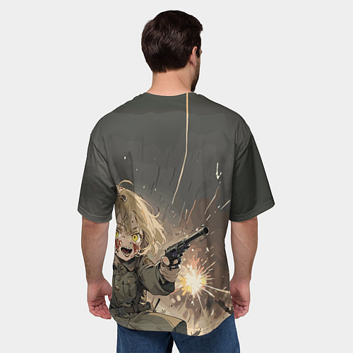 Мужская футболка оверсайз Девушка с пистолетом / 3D-принт – фото 4
