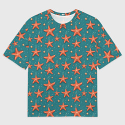 Футболка оверсайз мужская Морские звезды тоже хотят на ёлку, цвет: 3D-принт