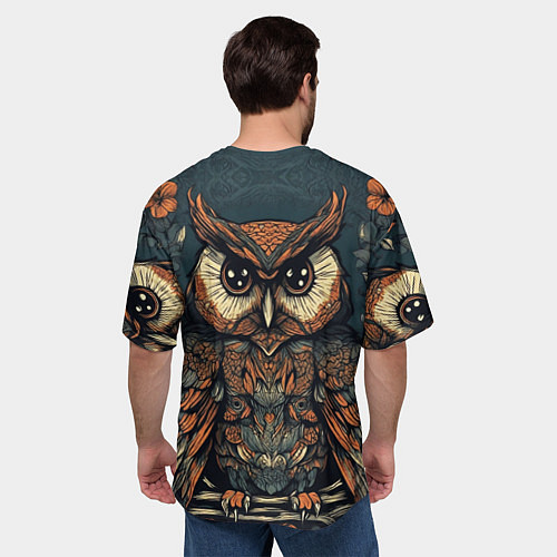 Мужская футболка оверсайз Сова с узорами / 3D-принт – фото 4