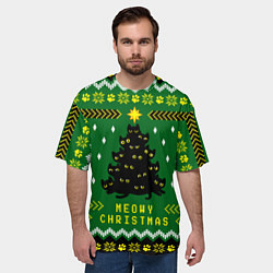 Футболка оверсайз мужская Новогодняя елка из черных котов, цвет: 3D-принт — фото 2
