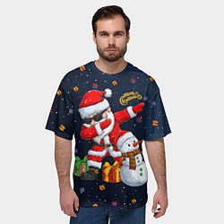 Футболка оверсайз мужская Санта Клаус и снеговик, цвет: 3D-принт — фото 2
