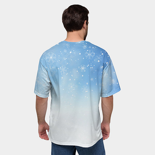 Мужская футболка оверсайз Веселый новогодний дракончик / 3D-принт – фото 4